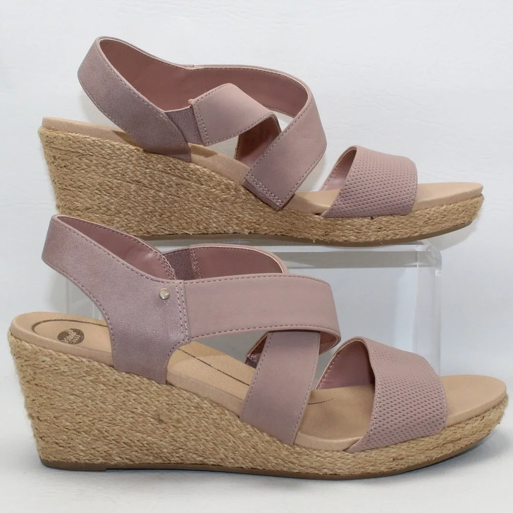 Dr. Scholls Emerge‎ Mauve Pink Espadrille Wedge Sandals Womens 10M Platform
